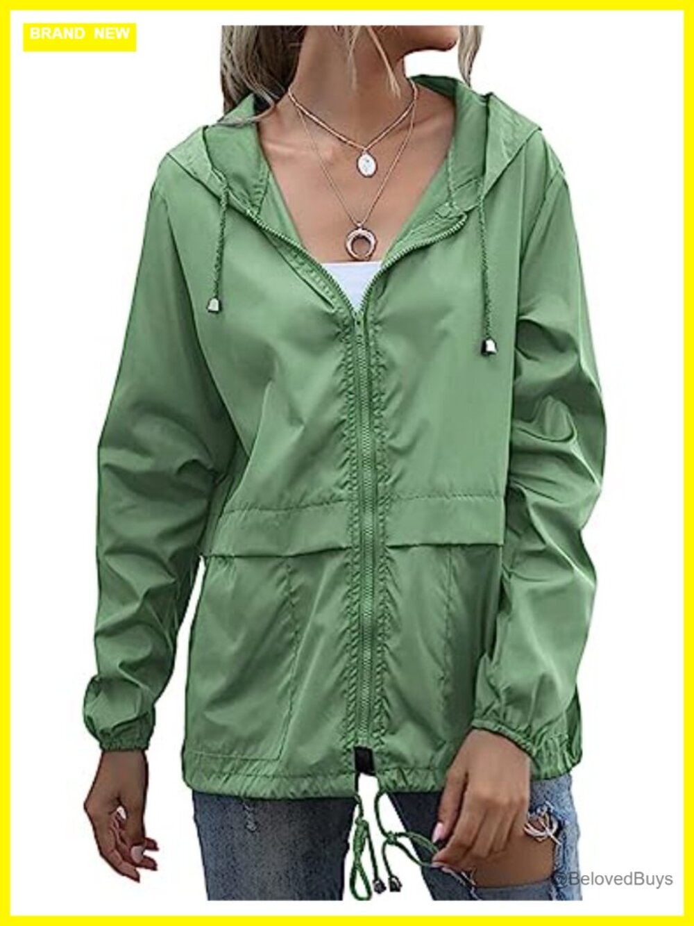 Lightweight Waterproof Raincoat Hooded Windbreaker with Pockets